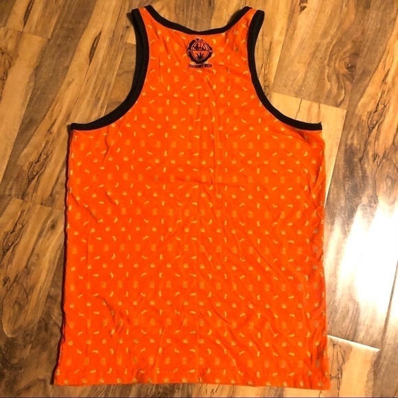 Sex Money Weed Orange 420 Tank Top Muscle Shirt Mens Small Zip Pocket - Picture 4 of 10